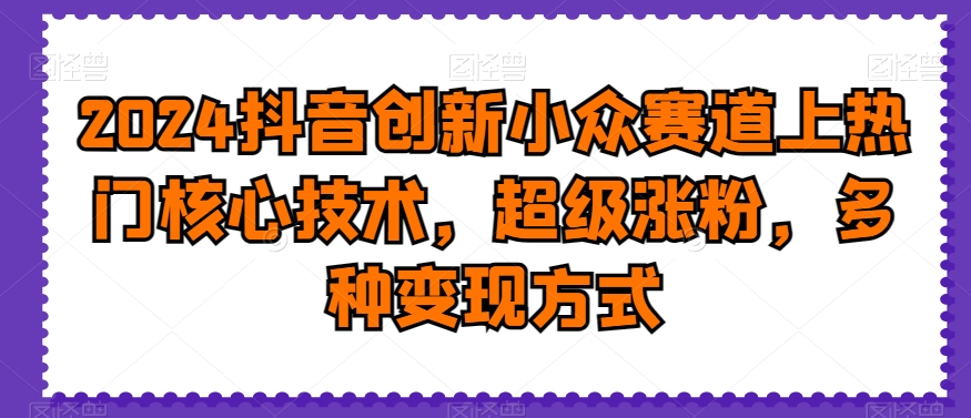 2024抖音创新小众赛道上热门核心技术，超级涨粉，多种变现方式【揭秘】-氚客吧