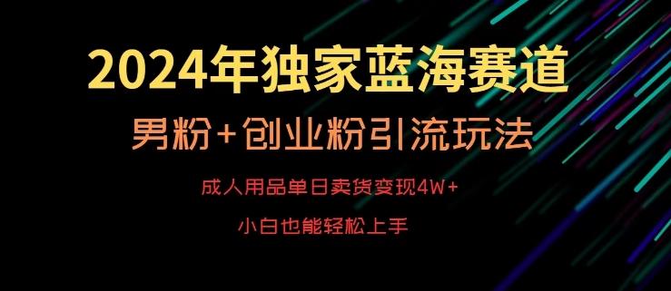 2024年独家蓝海赛道，成人用品单日卖货变现4W+，男粉+创业粉引流玩法，不愁搞不到流量【揭秘】-氚客吧