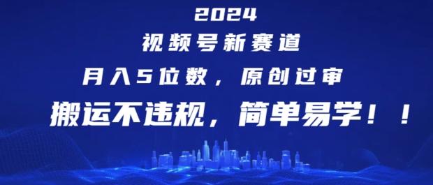 2024视频号新赛道，月入5位数+，原创过审，搬运不违规，简单易学【揭秘】-氚客吧