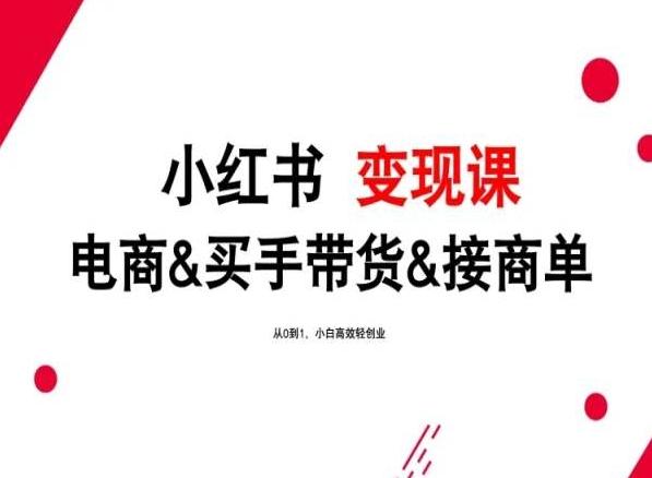 2024年最新小红书变现课，电商&买手带货&接商单，从0到1，小白高效轻创业-氚客吧