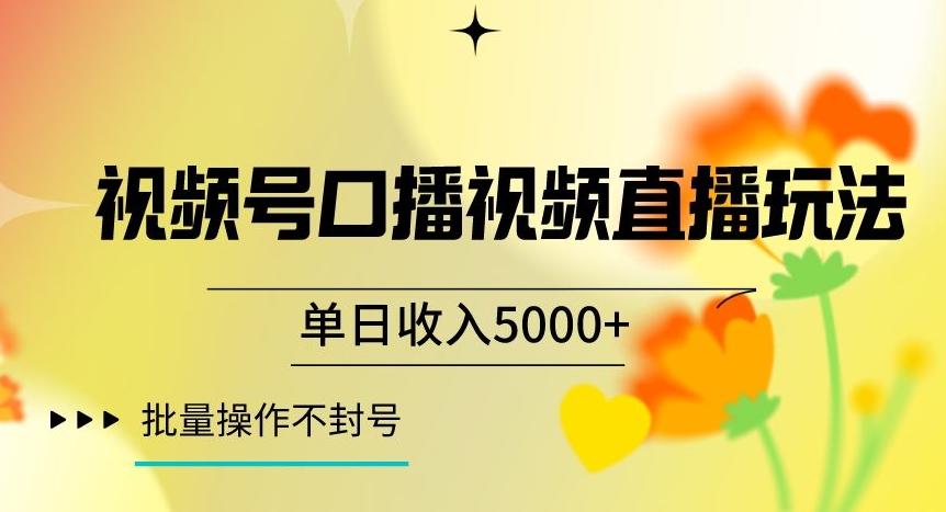 视频号囗播视频直播玩法，单日收入5000+，批量操作不封号【揭秘】-氚客吧