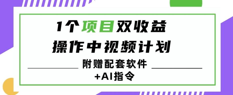 1个项目双收益？操作中视频计划1天最高3100+收益？（附赠配套软件+AI指令）-氚客吧
