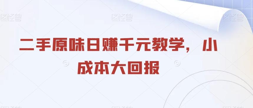 二手原味日赚千元教学，小成本大回报-氚客吧