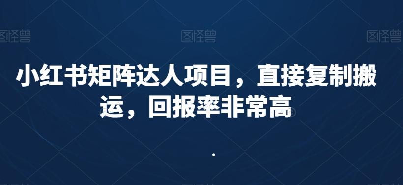 小红书矩阵达人项目，直接复制搬运，回报率非常高-氚客吧