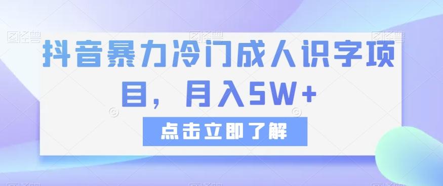 抖音暴力冷门成人识字项目，月入5W+【揭秘】-氚客吧