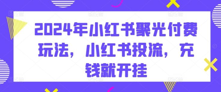 2024年小红书聚光付费玩法，小红书投流，充钱就开挂-氚客吧