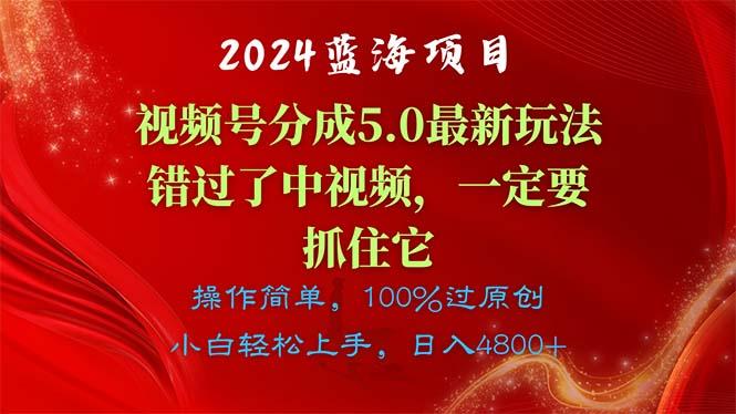2024蓝海项目，视频号分成计划5.0最新玩法，错过了中视频，一定要抓住…-氚客吧