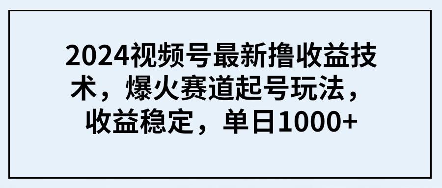 (9651期) 2024视频号最新撸收益技术，爆火赛道起号玩法，收益稳定，单日1000+-氚客吧