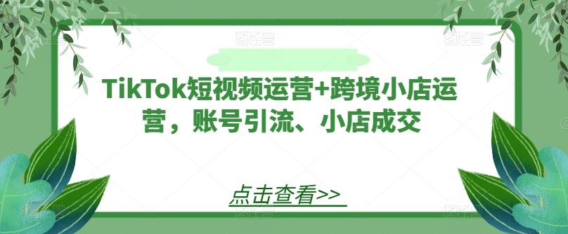 TikTok短视频运营+跨境小店运营，账号引流、小店成交-氚客吧