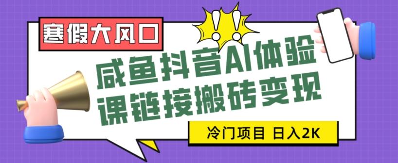 寒假大风口咸鱼抖音AI体验课链接搬砖变现，全网首发冷门项目，小白可日入2K+【揭秘】-氚客吧