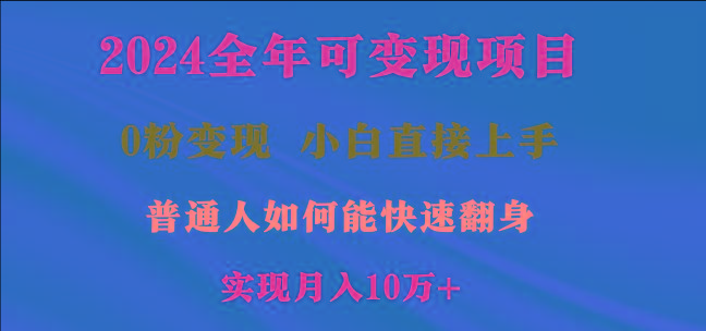 2024全年可变现项目，一天收益至少2000+，小白上手快，普通人就要利用互…-氚客吧