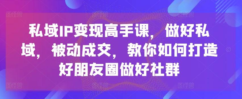 私域IP变现高手课，做好私域，被动成交，教你如何打造好朋友圈做好社群-氚客吧