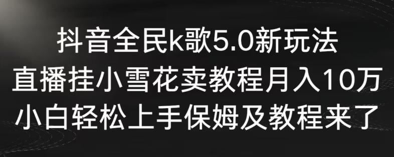抖音全民k歌5.0新玩法，直播挂小雪花卖教程月入10万，小白轻松上手，保姆及教程来了【揭秘】-氚客吧