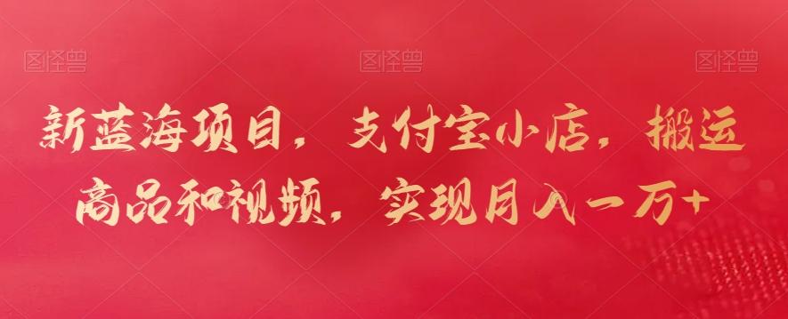 新蓝海项目，支付宝小店，搬运商品和视频，实现月入一万+【揭秘】-氚客吧