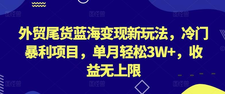 外贸尾货蓝海变现新玩法，冷门暴利项目，单月轻松3W+，收益无上限【揭秘】-氚客吧