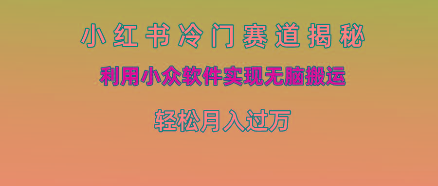小红书冷门赛道揭秘,利用小众软件实现无脑搬运，轻松月入过万-氚客吧