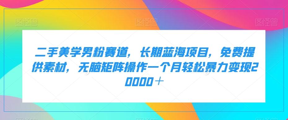 二手美学男粉赛道，长期蓝海项目，无脑矩阵操作一个月轻松暴力变现20000＋-氚客吧
