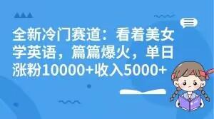 全新冷门赛道：看着美女学英语，篇篇爆火，单日涨粉10000+收入5000+-氚客吧