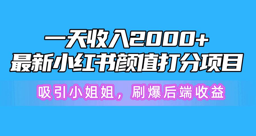 一天收入2000+，最新小红书颜值打分项目，吸引小姐姐，刷爆后端收益-氚客吧