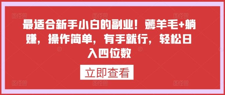 最适合新手小白的副业！薅羊毛+躺赚，操作简单，有手就行，轻松日入四位数【揭秘】-氚客吧