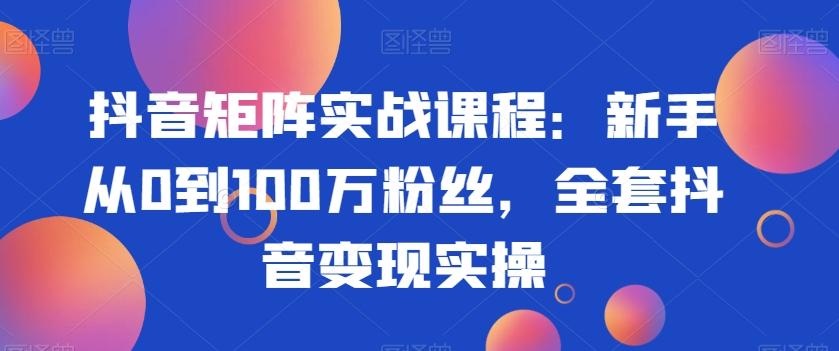 抖音矩阵实战课程：新手从0到100万粉丝，全套抖音变现实操-氚客吧