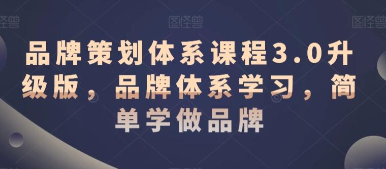 品牌策划体系课程3.0升级版，品牌体系学习，简单学做品牌-氚客吧