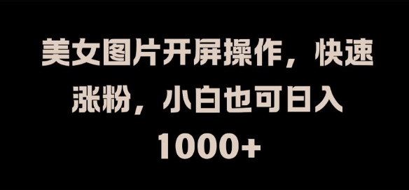 美女图片开屏操作，快速涨粉，小白也可日入1k【揭秘】-氚客吧
