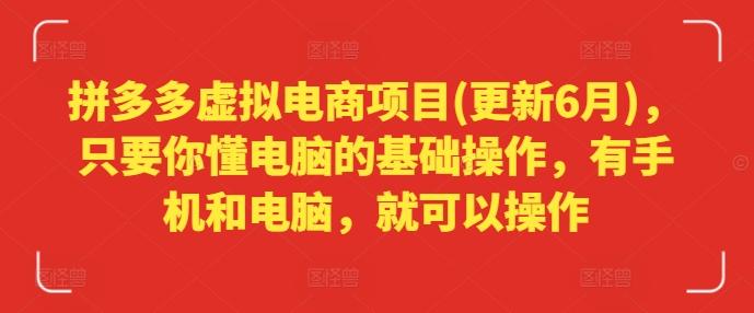 拼多多虚拟电商项目(更新6月)，只要你懂电脑的基础操作，有手机和电脑，就可以操作-氚客吧