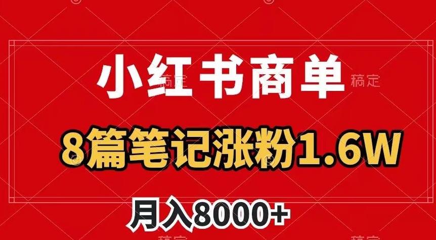 小红书商单最新玩法，8篇笔记涨粉1.6w，作品制作简单，月入8000+【揭秘】-氚客吧