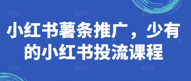 小红书薯条推广，少有的小红书投流课程-氚客吧