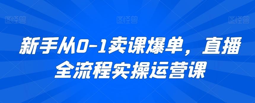 新手从0-1卖课爆单，直播全流程实操运营课-氚客吧