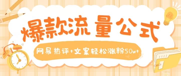 爆款流量公式，网易热评+文案轻松涨粉50w+【揭秘】-氚客吧