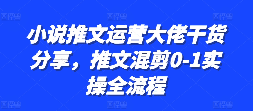 小说推文运营大佬干货分享，推文混剪0-1实操全流程-氚客吧