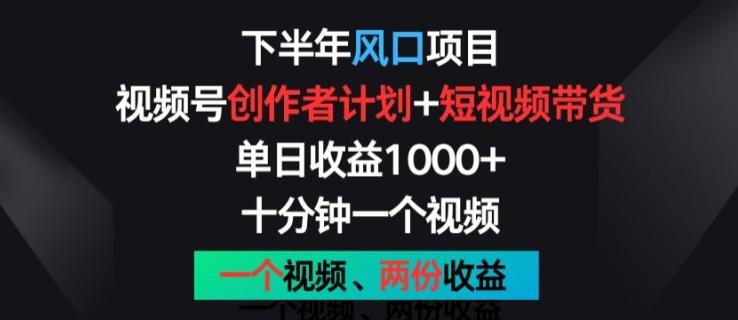 下半年风口项目，视频号创作者计划+视频带货，一个视频两份收益，十分钟一个视频【揭秘】-氚客吧