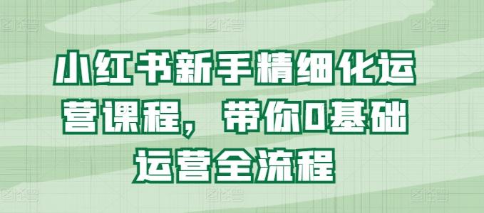 小红书新手精细化运营课程，带你0基础运营全流程-氚客吧
