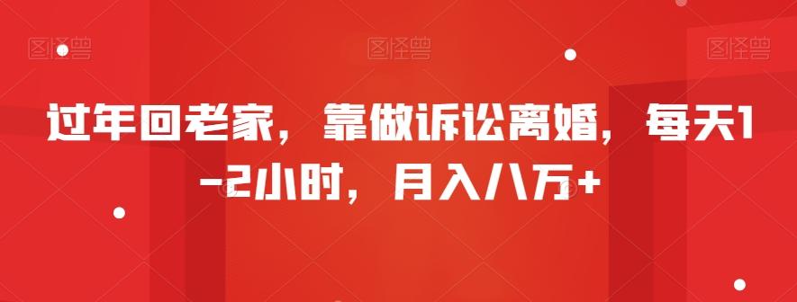 过年回老家，靠做诉讼离婚，每天1-2小时，月入八万+-氚客吧