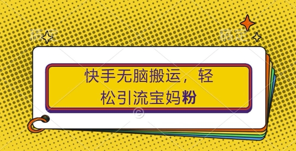 快手无脑搬运，轻松引流宝妈粉，纯小白轻松上手【揭秘】-氚客吧