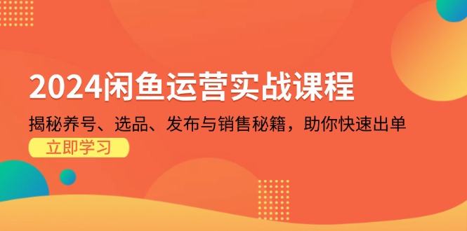 2024闲鱼运营实战课程：揭秘养号、选品、发布与销售秘籍，助你快速出单-氚客吧