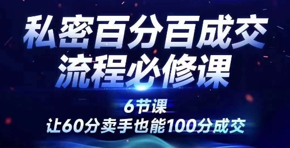 私密百分百成交流程线上训练营，绝对成交，让60分卖手也能100分成交-氚客吧