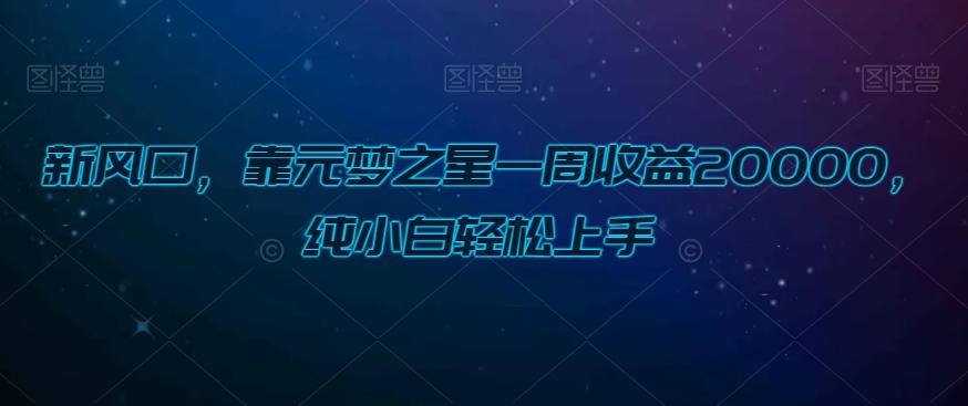 新风口，靠元梦之星一周收益20000，纯小白轻松上手-氚客吧
