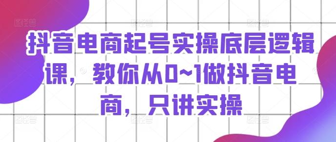 抖音电商起号实操底层逻辑课，教你从0~1做抖音电商，只讲实操-氚客吧