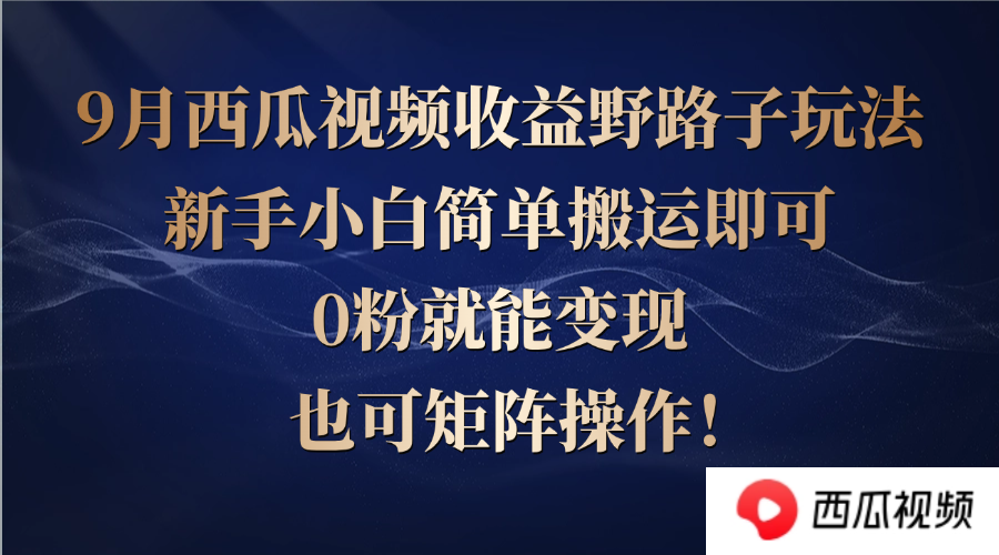 西瓜视频收益野路子玩法，新手小白简单搬运即可，0粉就能变现，也可矩…-氚客吧