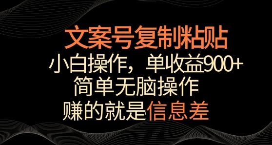 文案号掘金，简单复制粘贴，小白操作，单作品收益900+【揭秘】-氚客吧