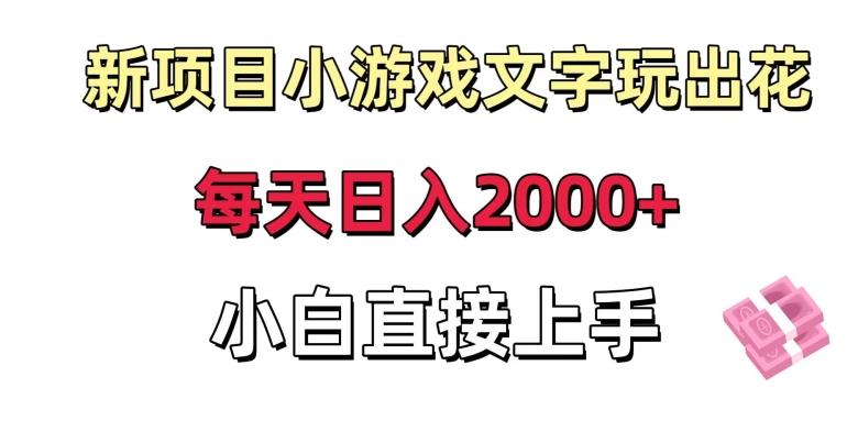 新项目小游戏文字玩出花日入2000+，每天只需一小时，小白直接上手【揭秘】-氚客吧