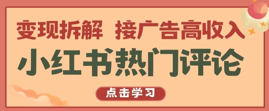 小红书热门评论，变现拆解，接广告高收入【揭秘 】-氚客吧