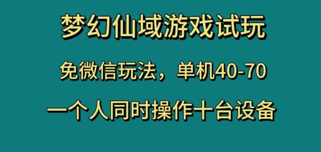 梦幻仙域游戏试玩，免微信玩法，单机40-70，一个人同时操作十台设备【揭秘】-氚客吧