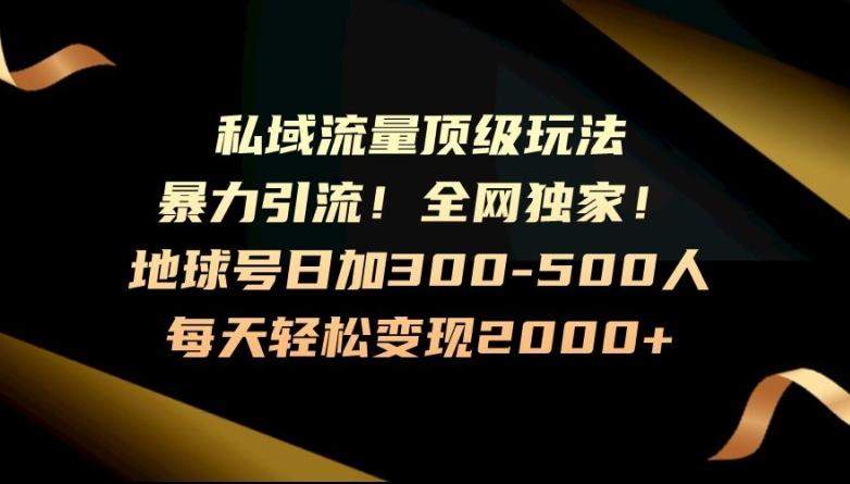 暴力引流，全网独家，地球号日加300-500人，私域流量顶级玩法，每天轻松变现2000+-氚客吧