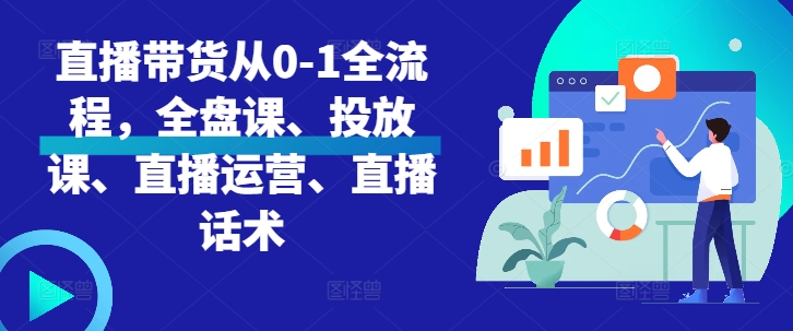 直播带货从0-1全流程，全盘课、投放课、直播运营、直播话术-氚客吧
