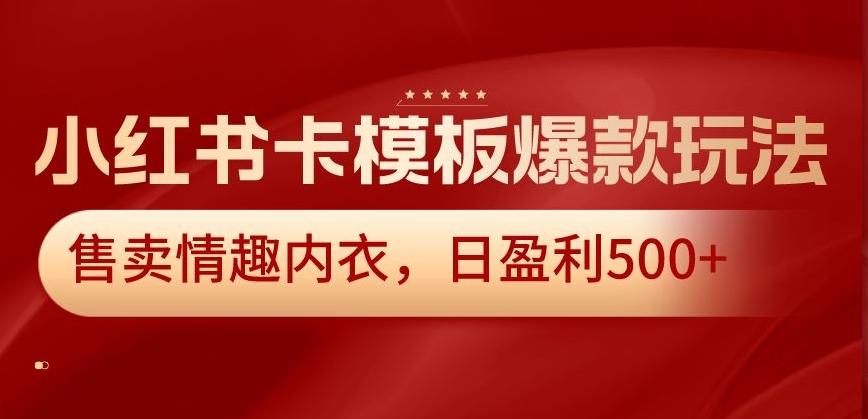 小红书卡模板爆款玩法，售卖情趣内衣，日盈利500+【揭秘】-氚客吧