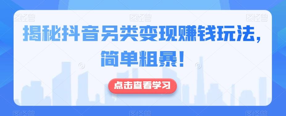 揭秘抖音另类变现赚钱玩法，简单粗暴！-氚客吧